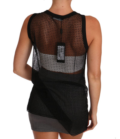 Dolce &amp; Gabbana Zwart Mesh Transparant Blouse T-shirt