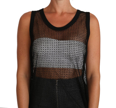 Dolce &amp; Gabbana Zwart Mesh Transparant Blouse T-shirt
