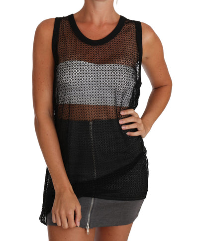 Dolce &amp; Gabbana Zwart Mesh Transparant Blouse T-shirt