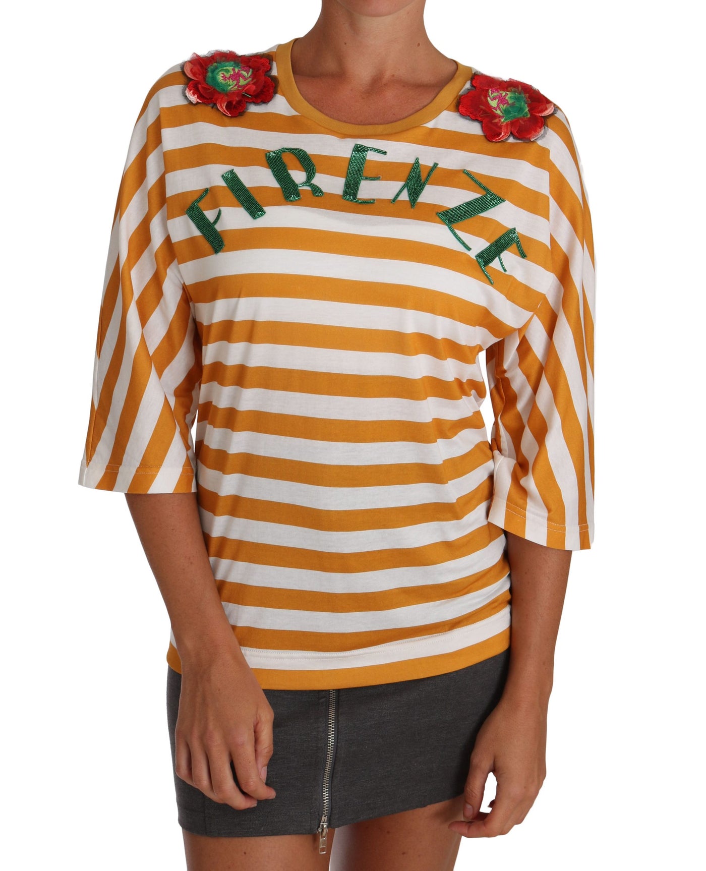 Dolce &amp; Gabbana Wit Oranje FIRENZE Top T-shirt