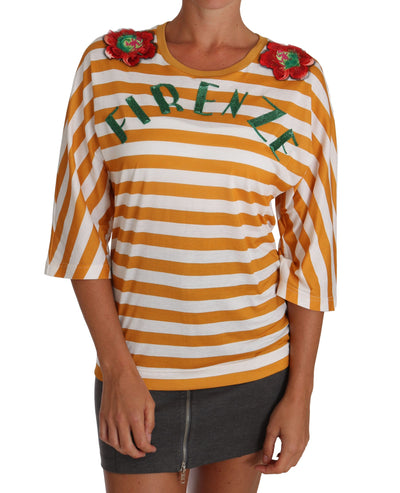 Dolce &amp; Gabbana Wit Oranje FIRENZE Top T-shirt