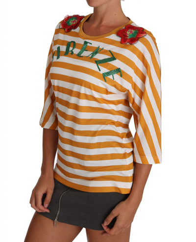 Dolce &amp; Gabbana Wit Oranje FIRENZE Top T-shirt