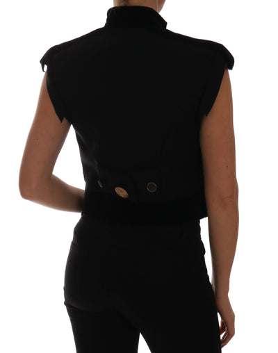 Dolce &amp; Gabbana - Veste militaire noire à ornements floraux