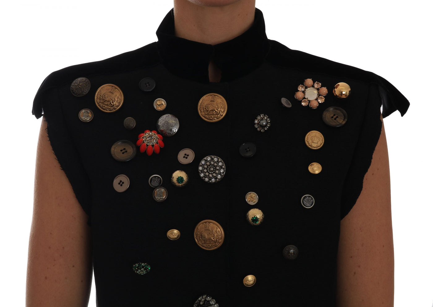Dolce &amp; Gabbana - Veste militaire noire à ornements floraux