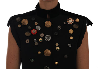 Dolce &amp; Gabbana - Veste militaire noire à ornements floraux