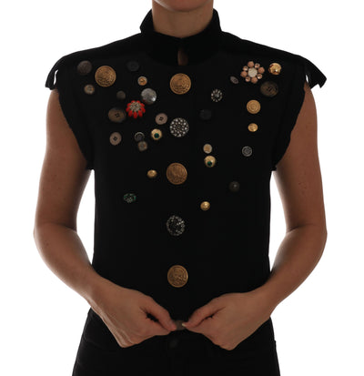 Dolce &amp; Gabbana - Veste militaire noire à ornements floraux