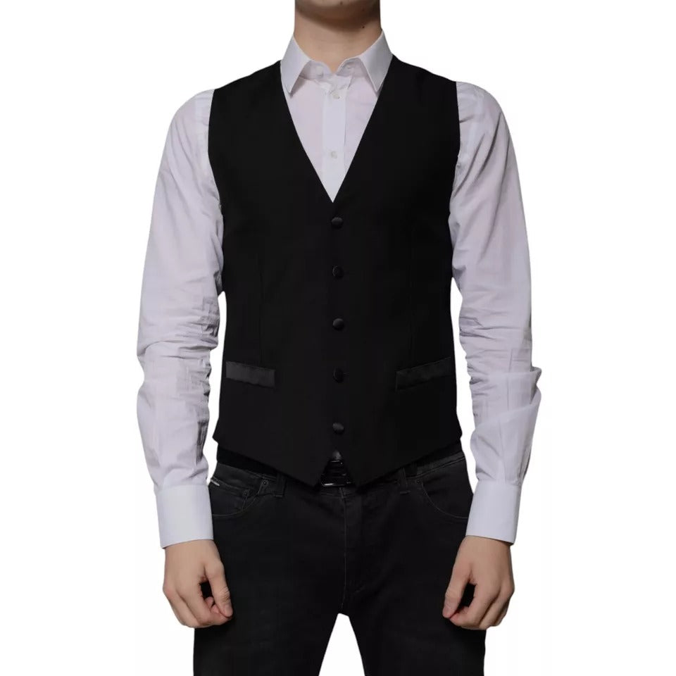 Dolce &amp; Gabbana Zwarte Wollen Formele Jurk Heren Gilet