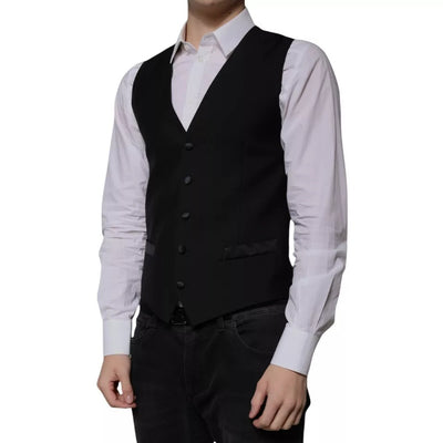 Dolce &amp; Gabbana Zwarte Wollen Formele Jurk Heren Gilet