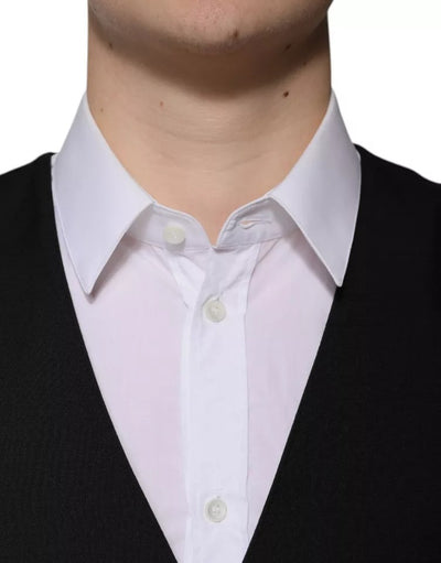Dolce &amp; Gabbana Zwarte Wollen Formele Jurk Heren Gilet