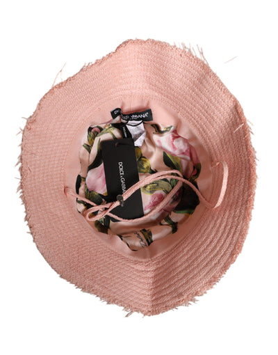 Bob à large bord en coton rose Dolce &amp; Gabbana