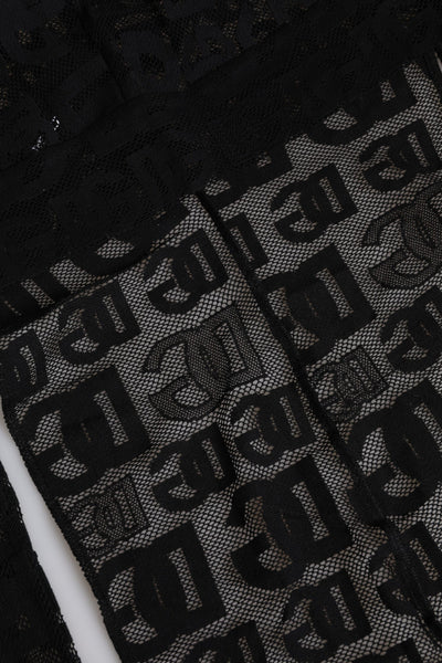 Dolce &amp; Gabbana Zwarte Logo Mesh Hele Hoofddoek Hoed