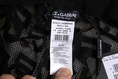 Dolce &amp; Gabbana Zwarte Logo Mesh Hele Hoofddoek Hoed