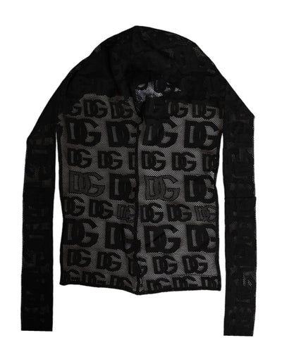 Dolce &amp; Gabbana Zwarte Logo Mesh Hele Hoofddoek Hoed