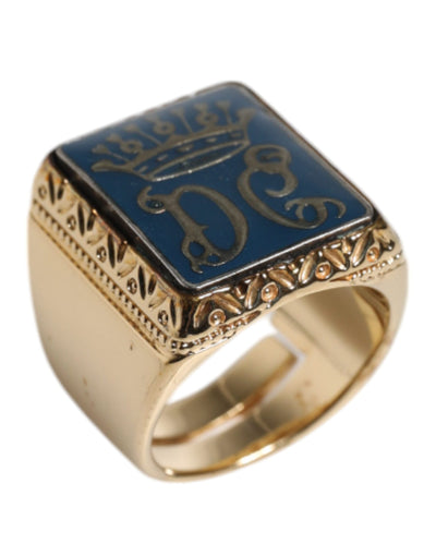 Dolce &amp; Gabbana goudkleurige sterlingzilveren 925 DG kroon verstelbare ring