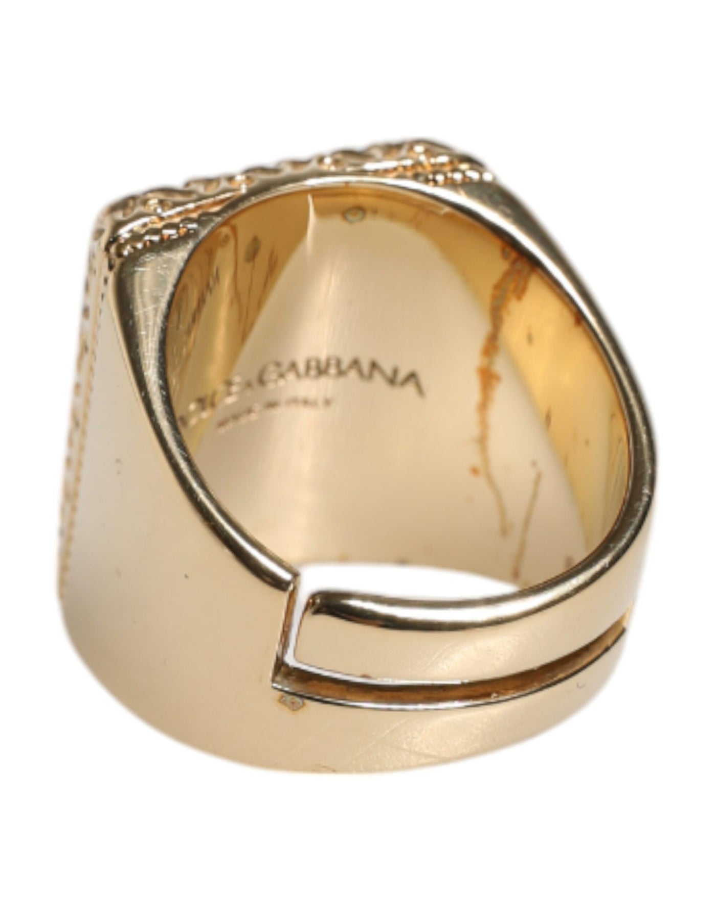 Dolce &amp; Gabbana goudkleurige sterlingzilveren 925 DG kroon verstelbare ring