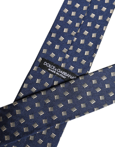 Dolce &amp; Gabbana Blauwe Zijden Verstelbare Stropdas met Patroon
