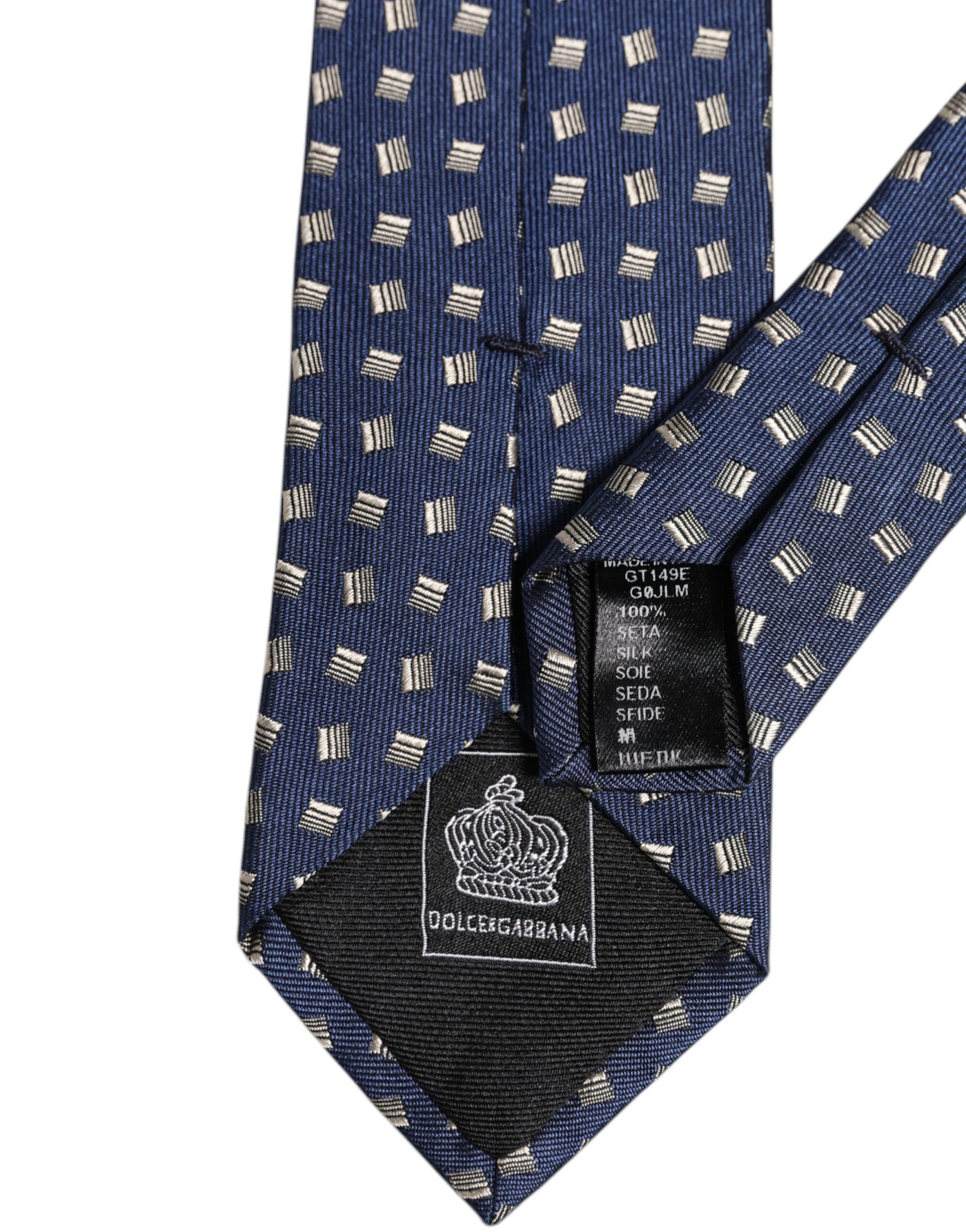 Dolce &amp; Gabbana Blauwe Zijden Verstelbare Stropdas met Patroon