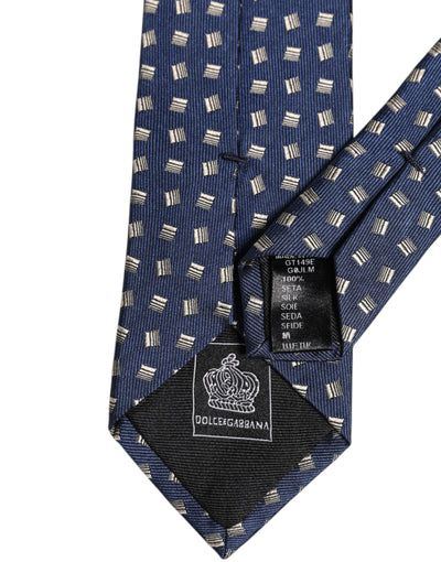 Dolce &amp; Gabbana Blauwe Zijden Verstelbare Stropdas met Patroon