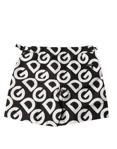 Dolce &amp; Gabbana Zwart Wit Logo Strandkleding Shorts Badmode