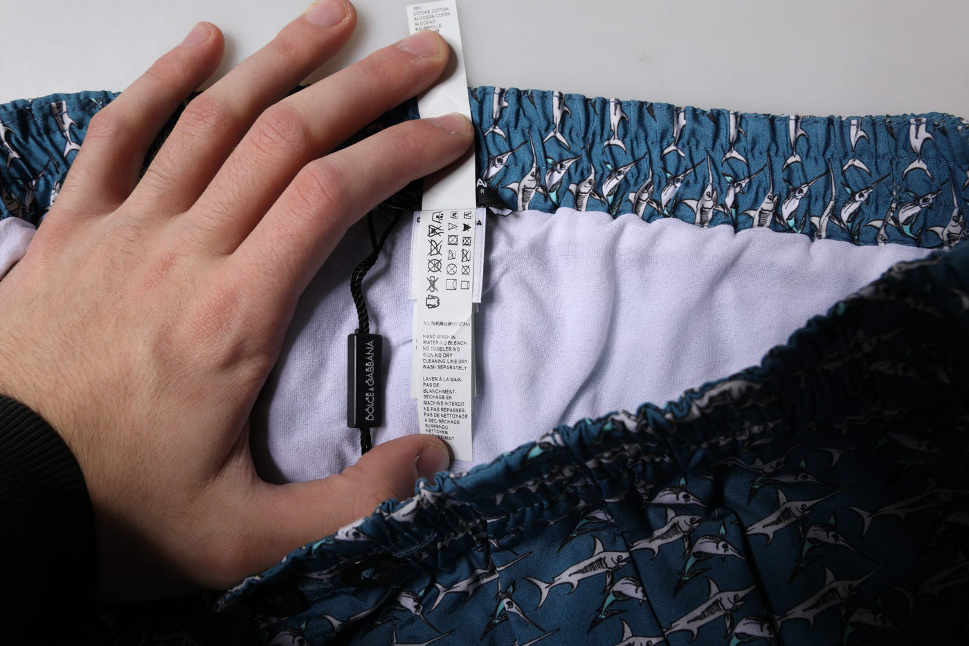 Dolce &amp; Gabbana Blauwe Haaienprint Cropped Strandkleding