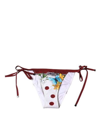 Bas de bikini à imprimé floral blanc Dolce &amp; Gabbana