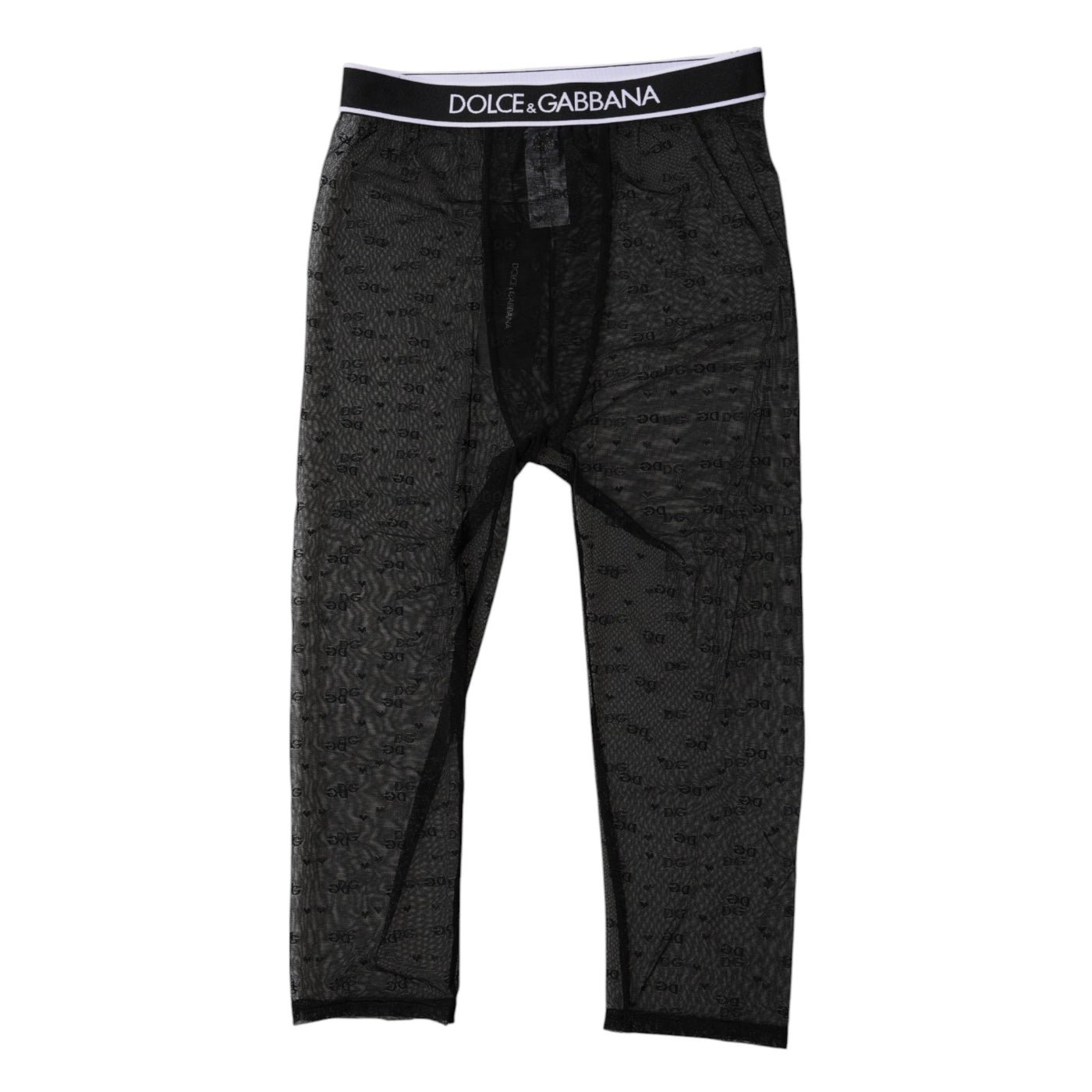 Collants courts en nylon noir Dolce &amp; Gabbana avec logo DG