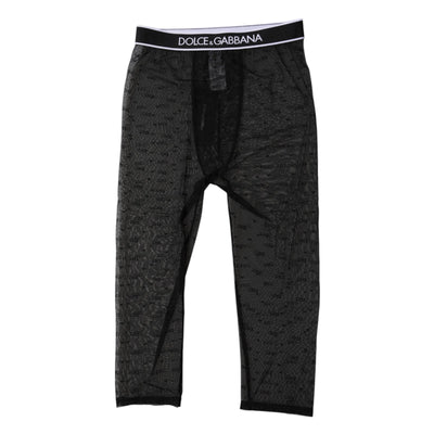 Collants courts en nylon noir Dolce &amp; Gabbana avec logo DG