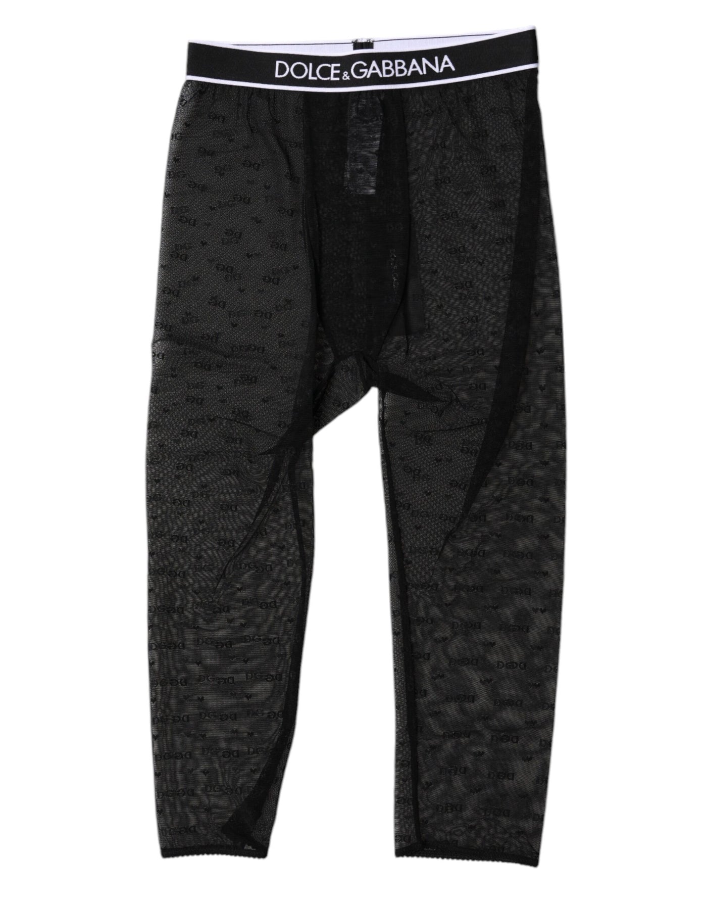 Collants courts en nylon noir Dolce &amp; Gabbana avec logo DG