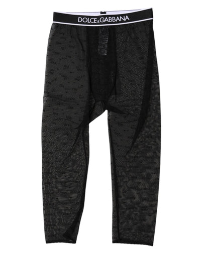 Collants courts en nylon noir Dolce &amp; Gabbana avec logo DG