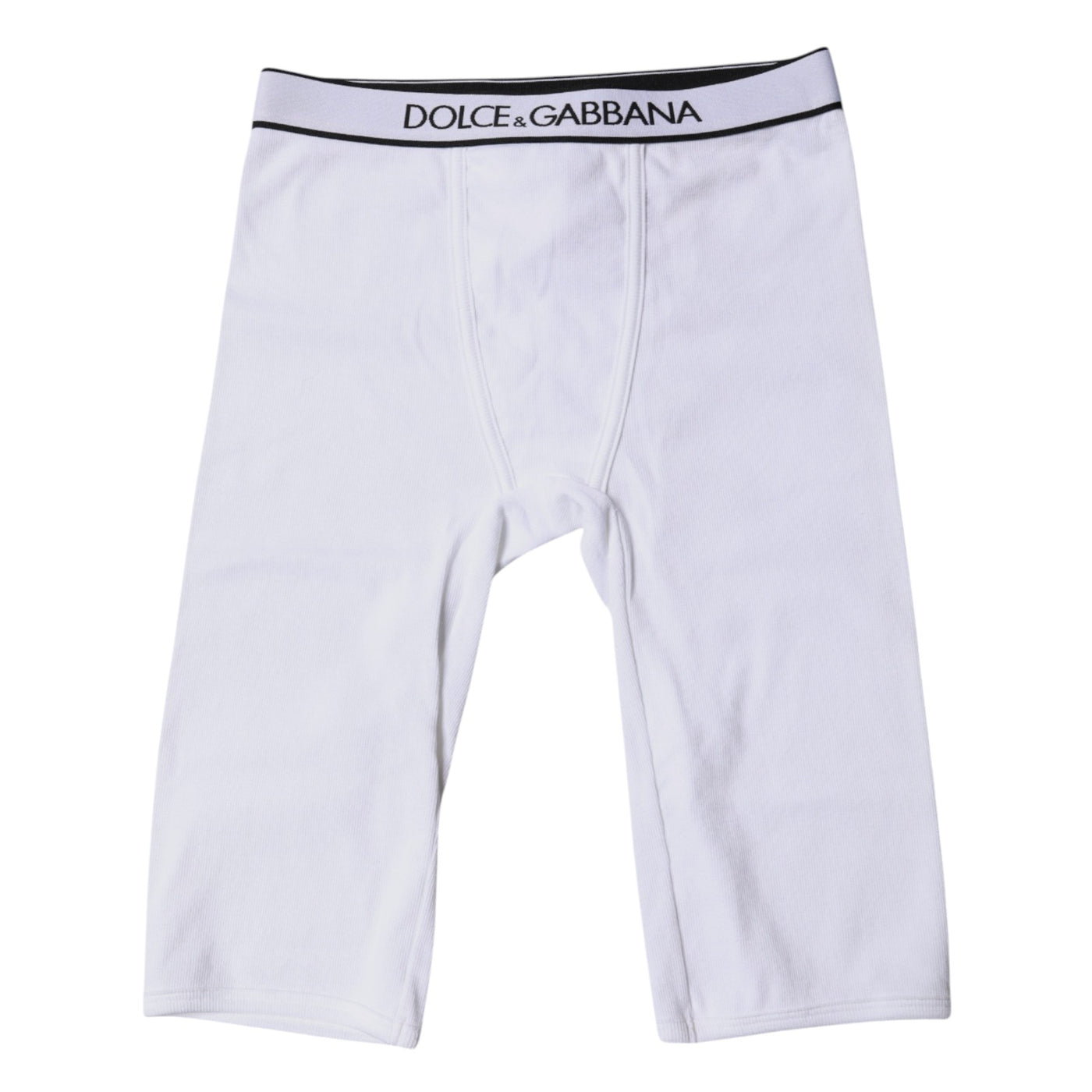 Dolce & Gabbana White Logo Cotton Cropped Tights Underwear