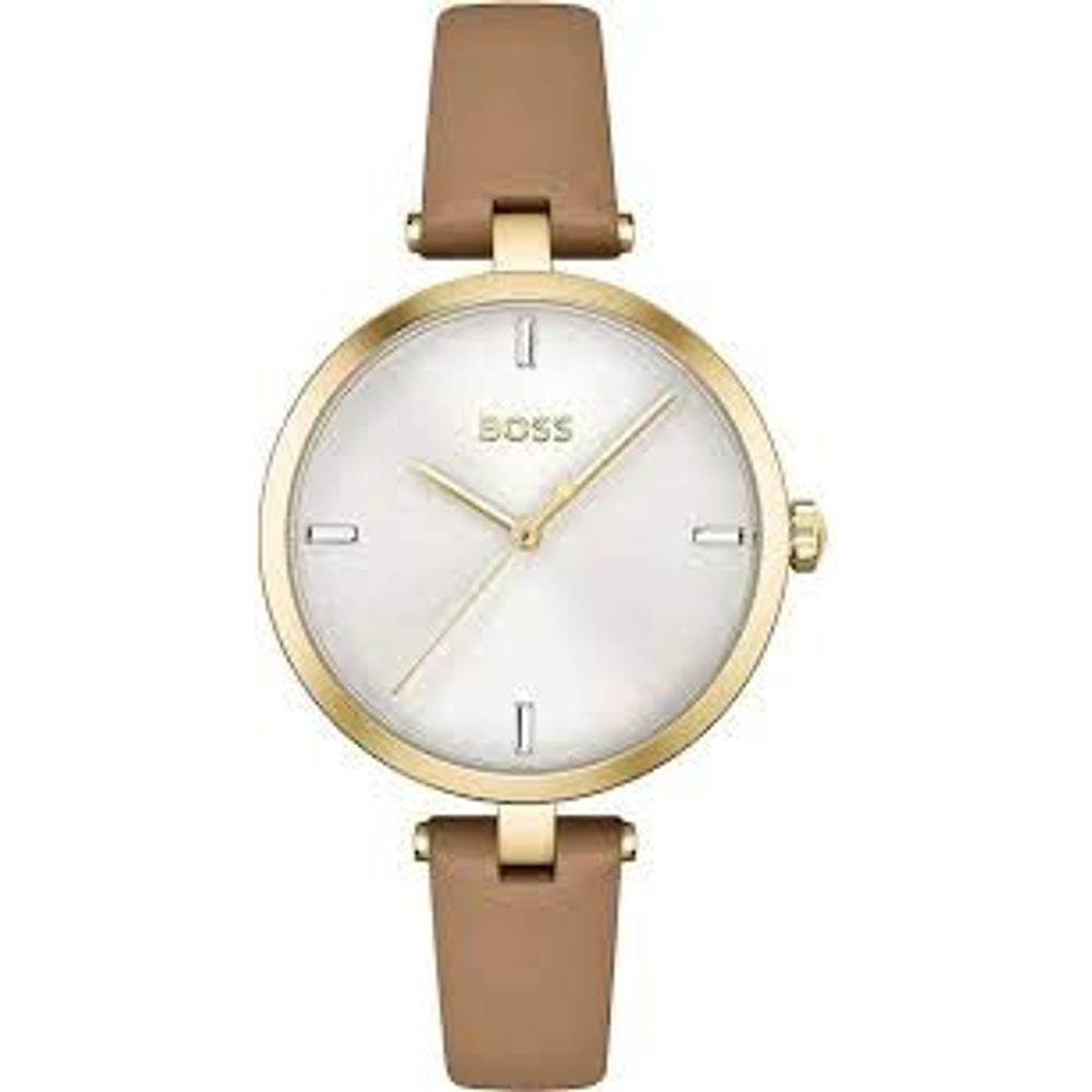 Hugo Boss beige leren horloge