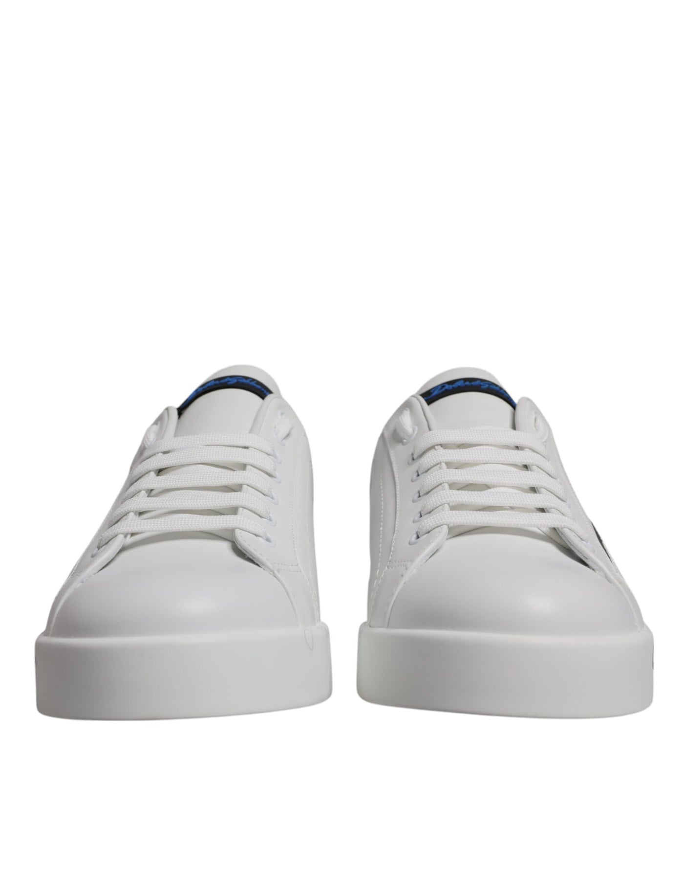 Dolce &amp; Gabbana witte blauwe leren logo lage sneakers