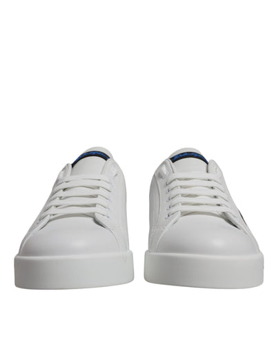 Dolce &amp; Gabbana witte blauwe leren logo lage sneakers