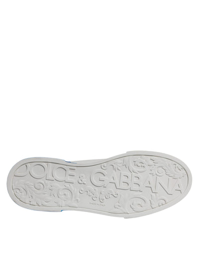 Dolce &amp; Gabbana witte blauwe leren logo lage sneakers