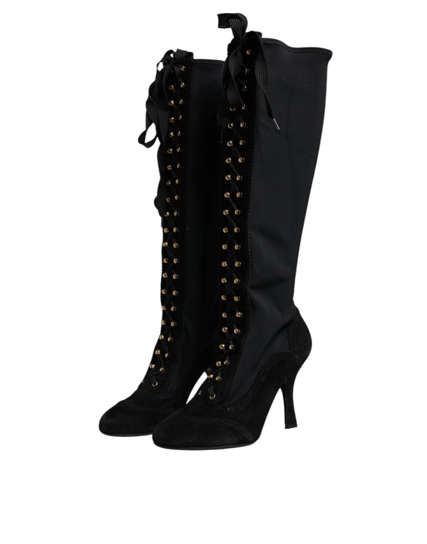 Dolce &amp; Gabbana Zwarte Veterschoenen met Hak en Hoge Laarzen
