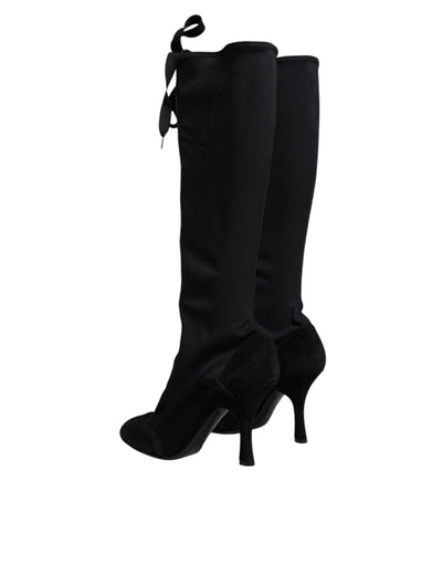 Dolce &amp; Gabbana Zwarte Veterschoenen met Hak en Hoge Laarzen
