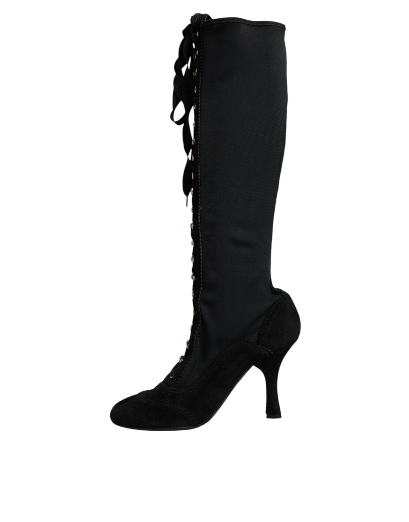 Dolce &amp; Gabbana Zwarte Veterschoenen met Hak en Hoge Laarzen