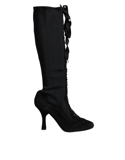 Dolce &amp; Gabbana Zwarte Veterschoenen met Hak en Hoge Laarzen