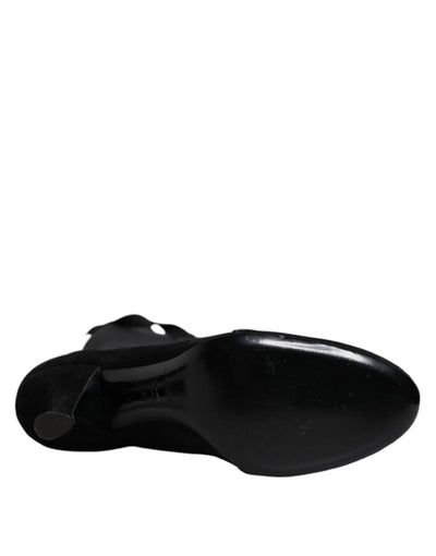 Dolce &amp; Gabbana Zwarte Veterschoenen met Hak en Hoge Laarzen
