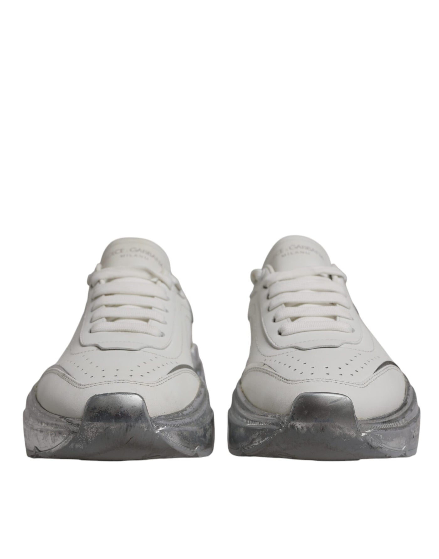 Dolce &amp; Gabbana Witte Zilveren Daymaster Lage Sneakers