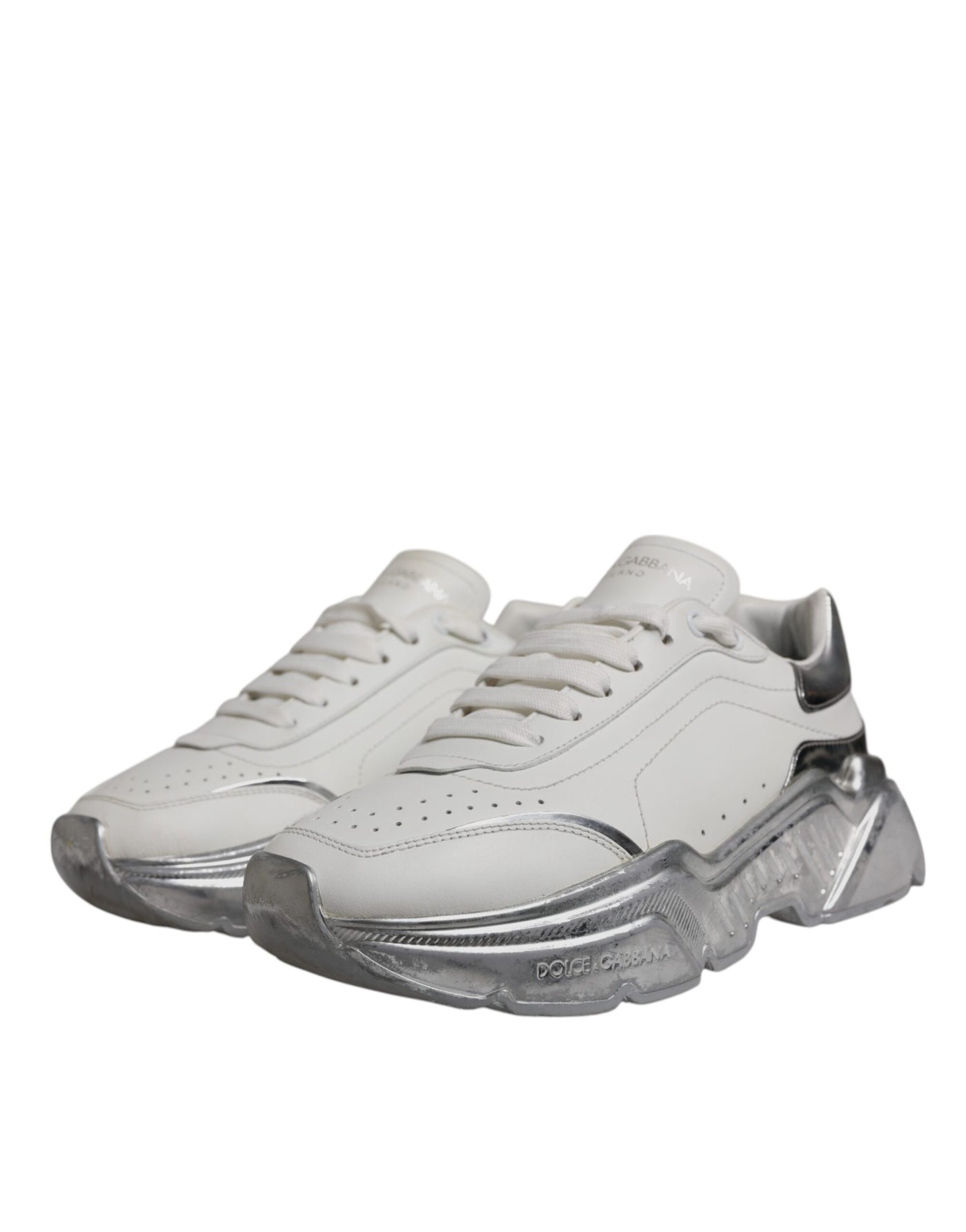 Dolce &amp; Gabbana Witte Zilveren Daymaster Lage Sneakers