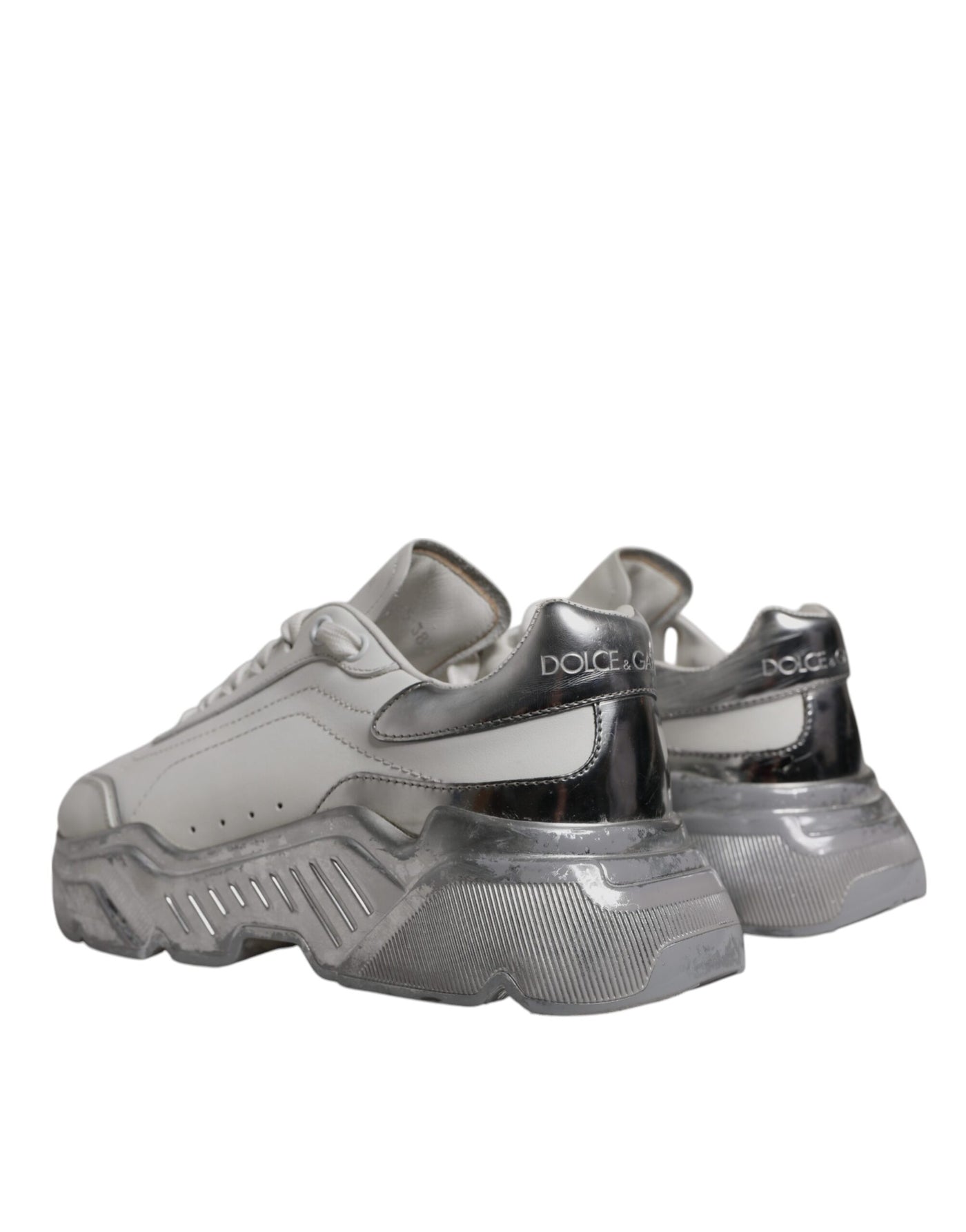 Dolce &amp; Gabbana Witte Zilveren Daymaster Lage Sneakers