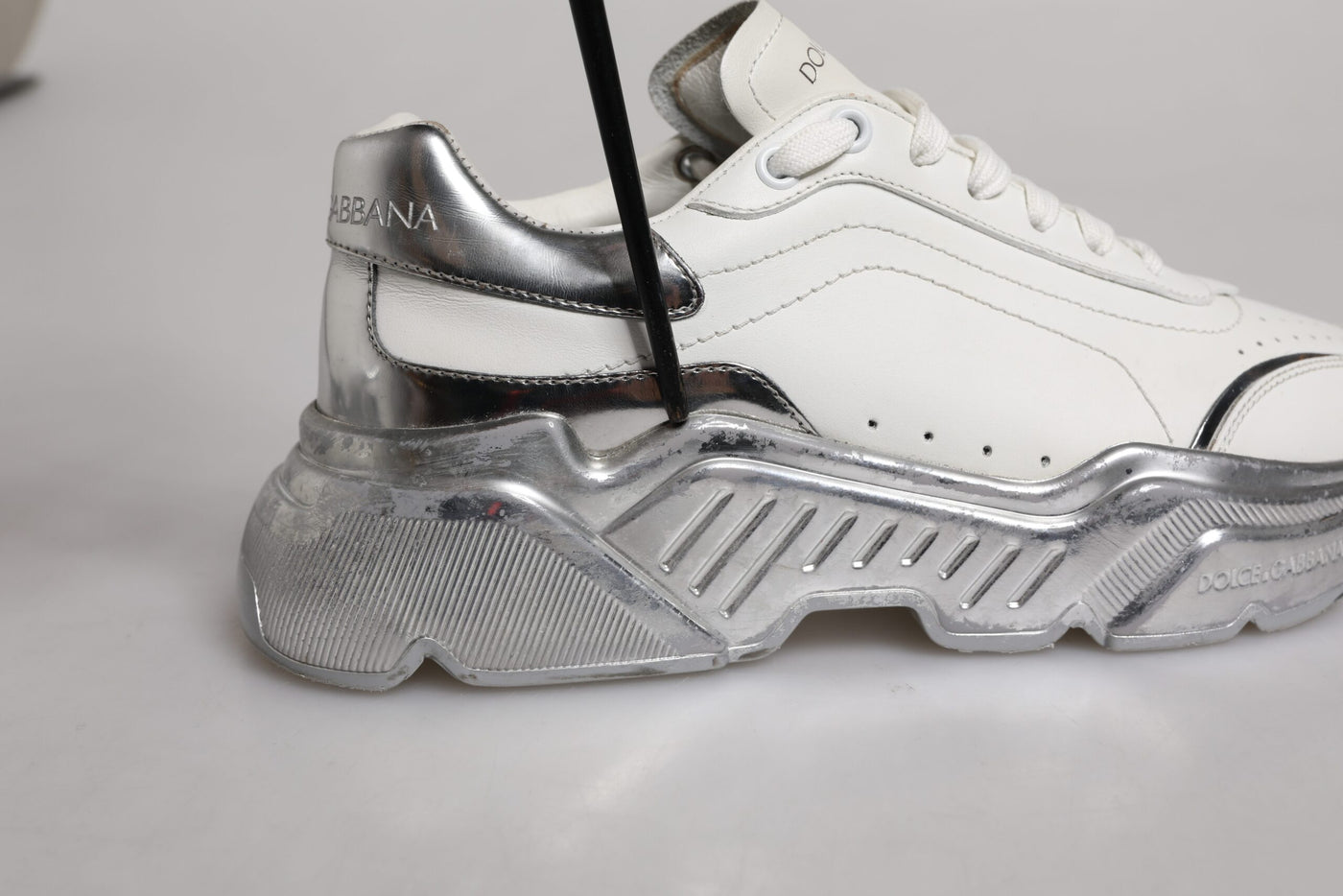 Dolce &amp; Gabbana Witte Zilveren Daymaster Lage Sneakers