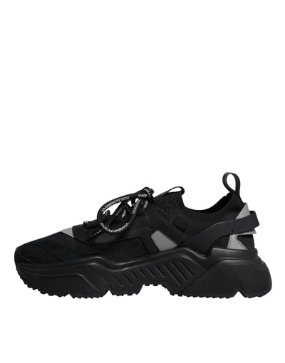 Dolce & Gabbana Black Leather Daymaster Low Top Sneaker Shoes