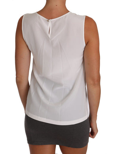 Dolce &amp; Gabbana Witte Zijden A-lijn Mouwloze Blouse T-shirt Top