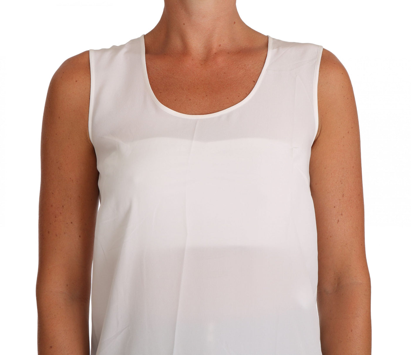 Dolce &amp; Gabbana Witte Zijden A-lijn Mouwloze Blouse T-shirt Top