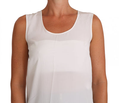 Dolce &amp; Gabbana Witte Zijden A-lijn Mouwloze Blouse T-shirt Top