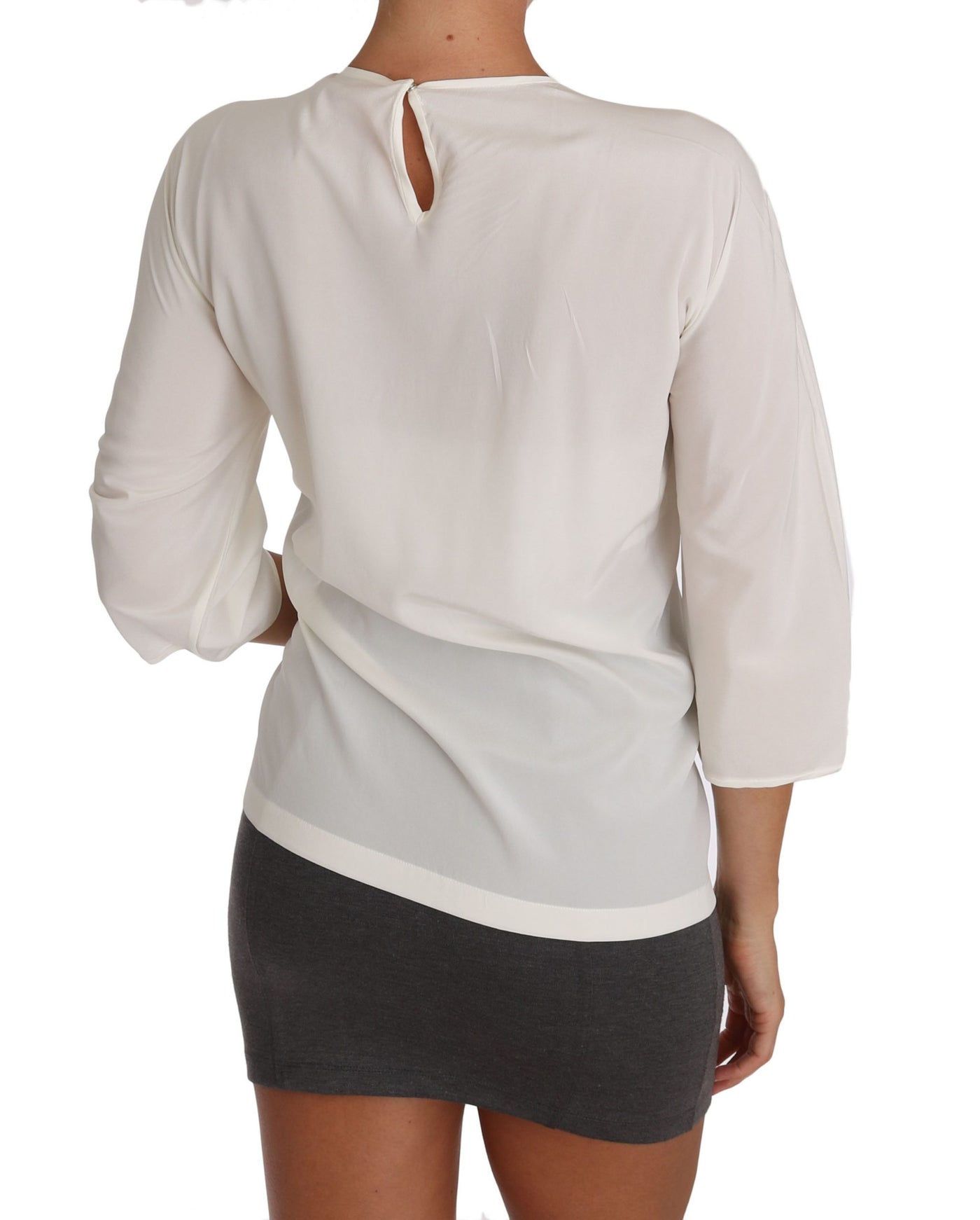 Dolce &amp; Gabbana Witte Zijden #dgfamily Blouse T-shirt