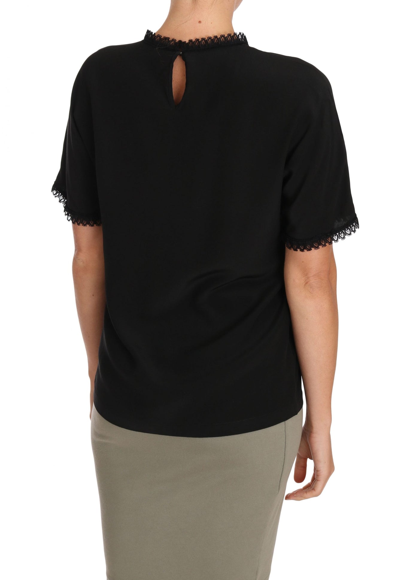 Dolce &amp; Gabbana Zwarte Zijden Kanten Top Blouse T-shirt