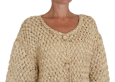 Dolce &amp; Gabbana Beige Cardigan Gehaakte Raffiatrui